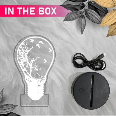 3D Illusion Home Decor Desk Table Lamp  Bulb Shape Design Nightlight  Automatic Color Changing Light   Bedside Table Lamp  Kids Room Decor Lamp